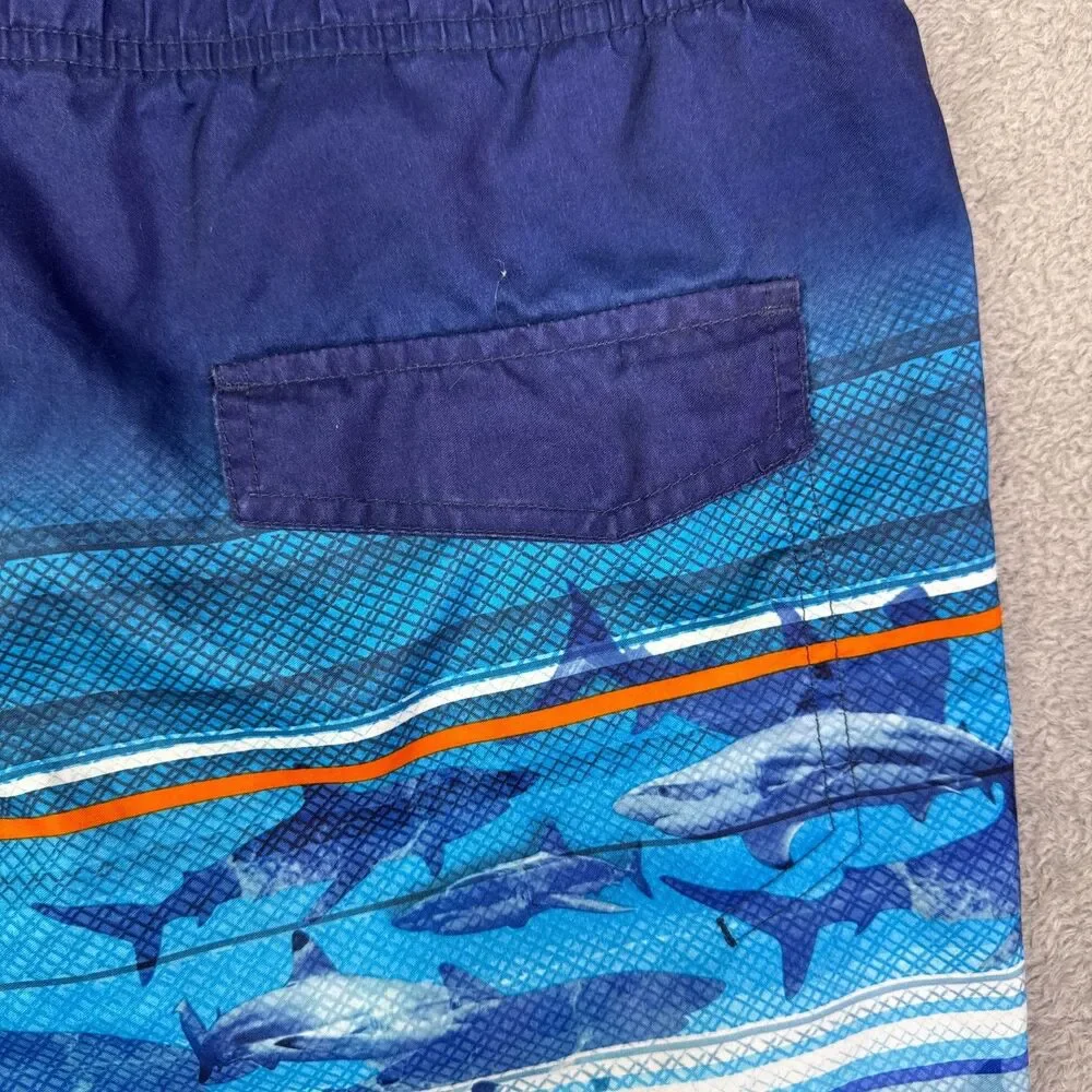 Gerry Swim Trunks Shorts Boys XL 18/20 Multi Sharks Print Lace Up Beach Wear